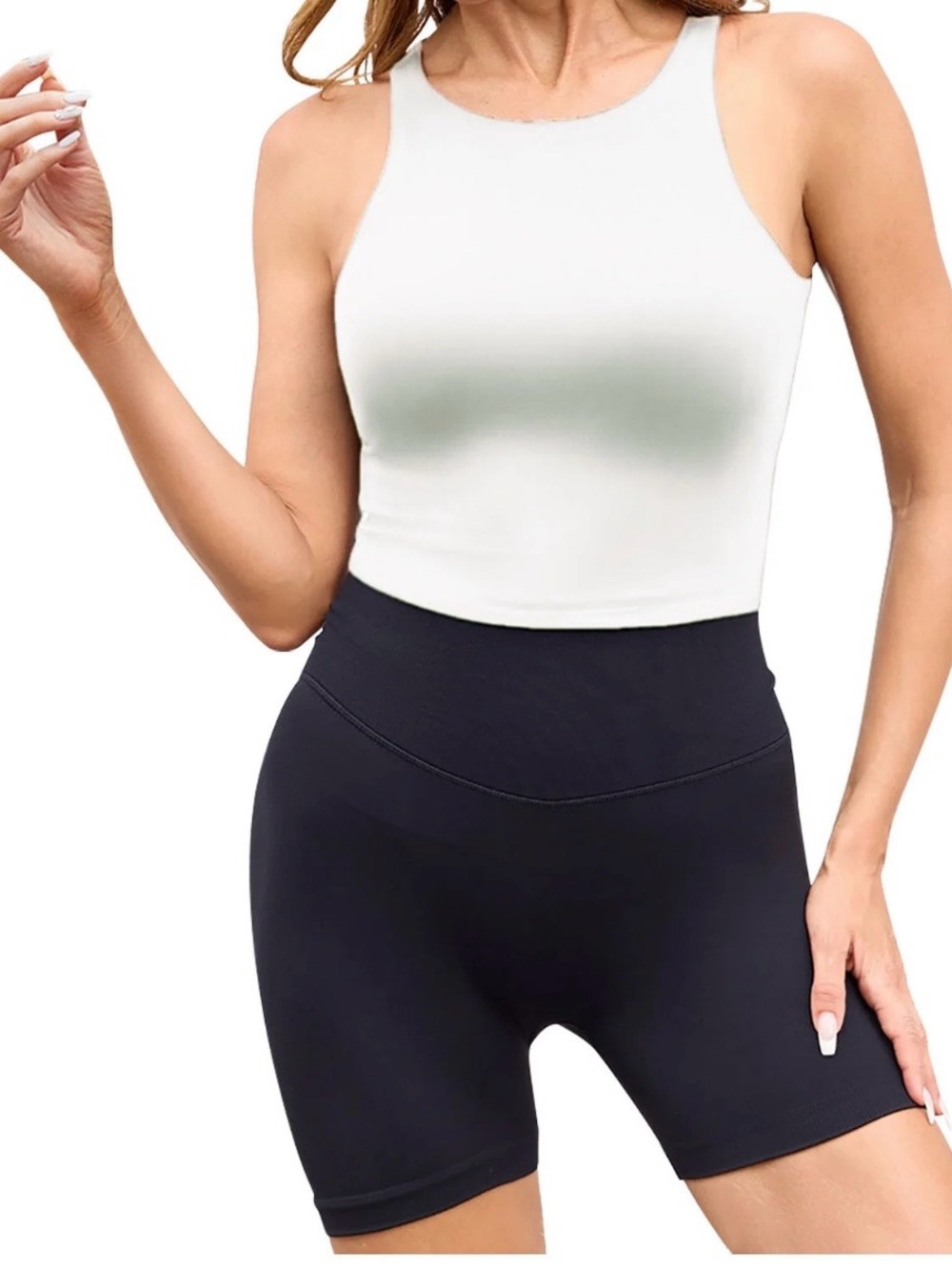 Jockey + Rika Set 2Pcs Medium White Tank Top with Black Bike Shorts